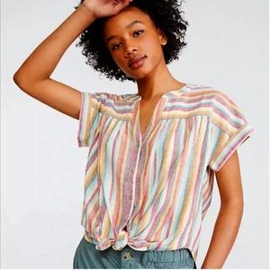 LOFT Lou & Grey Stripped Tie Front Shirt